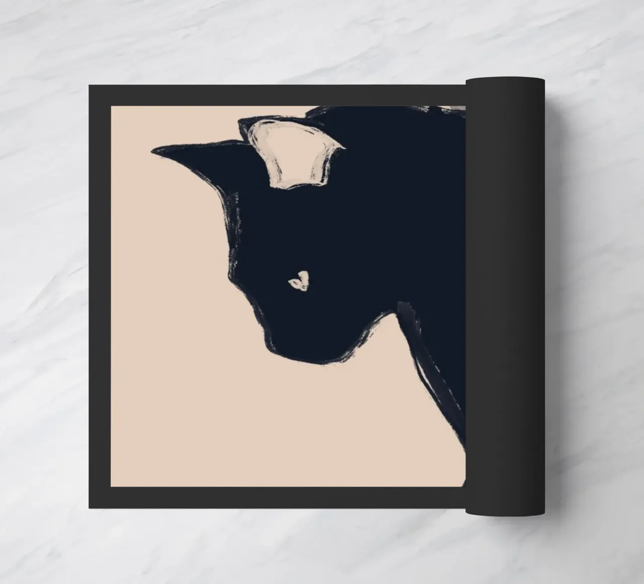 Minimal Abstract Art Black Cat doormat by ThingDesign