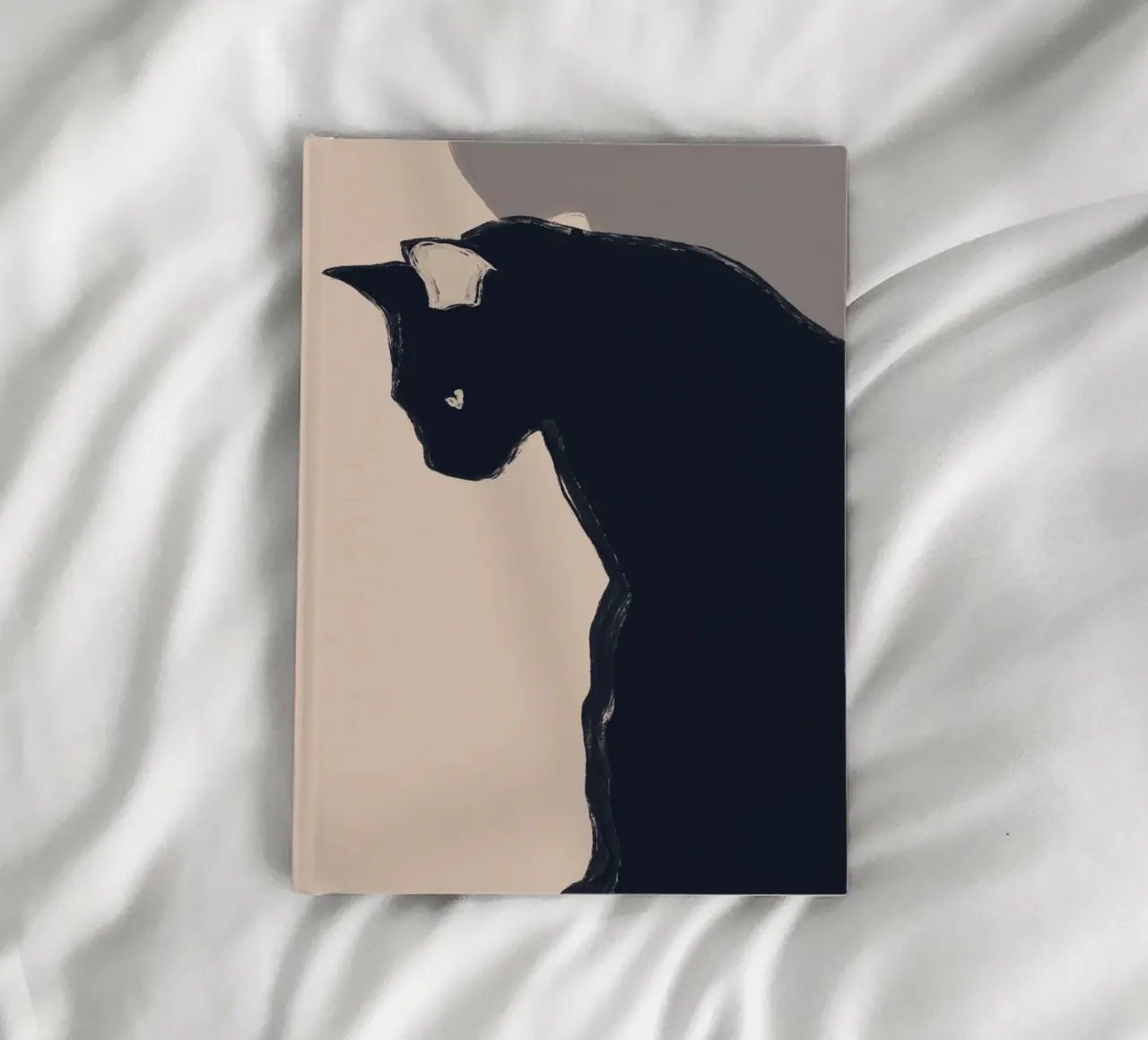 Minimal Abstract Art Black Cat notebook by ThingDesign