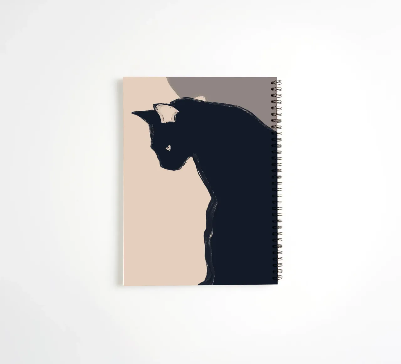 Minimal Abstract Art Black Cat spiral notebook by ThingDesign