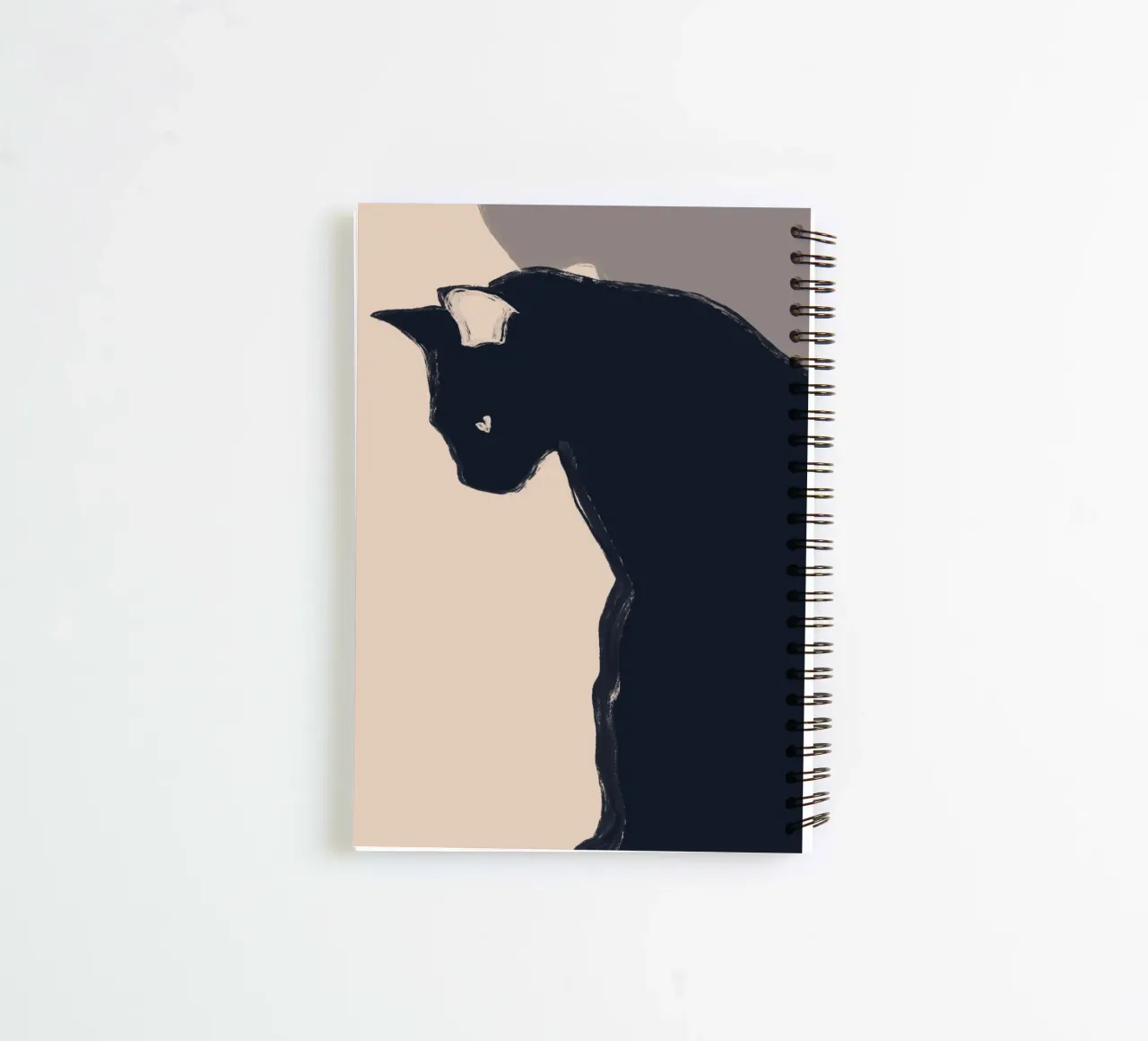 Minimal Abstract Art Black Cat spiral notebook by ThingDesign