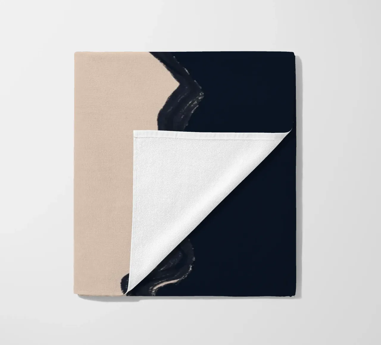 Minimal Abstract Art Black Cat beach towel by ThingDesign
