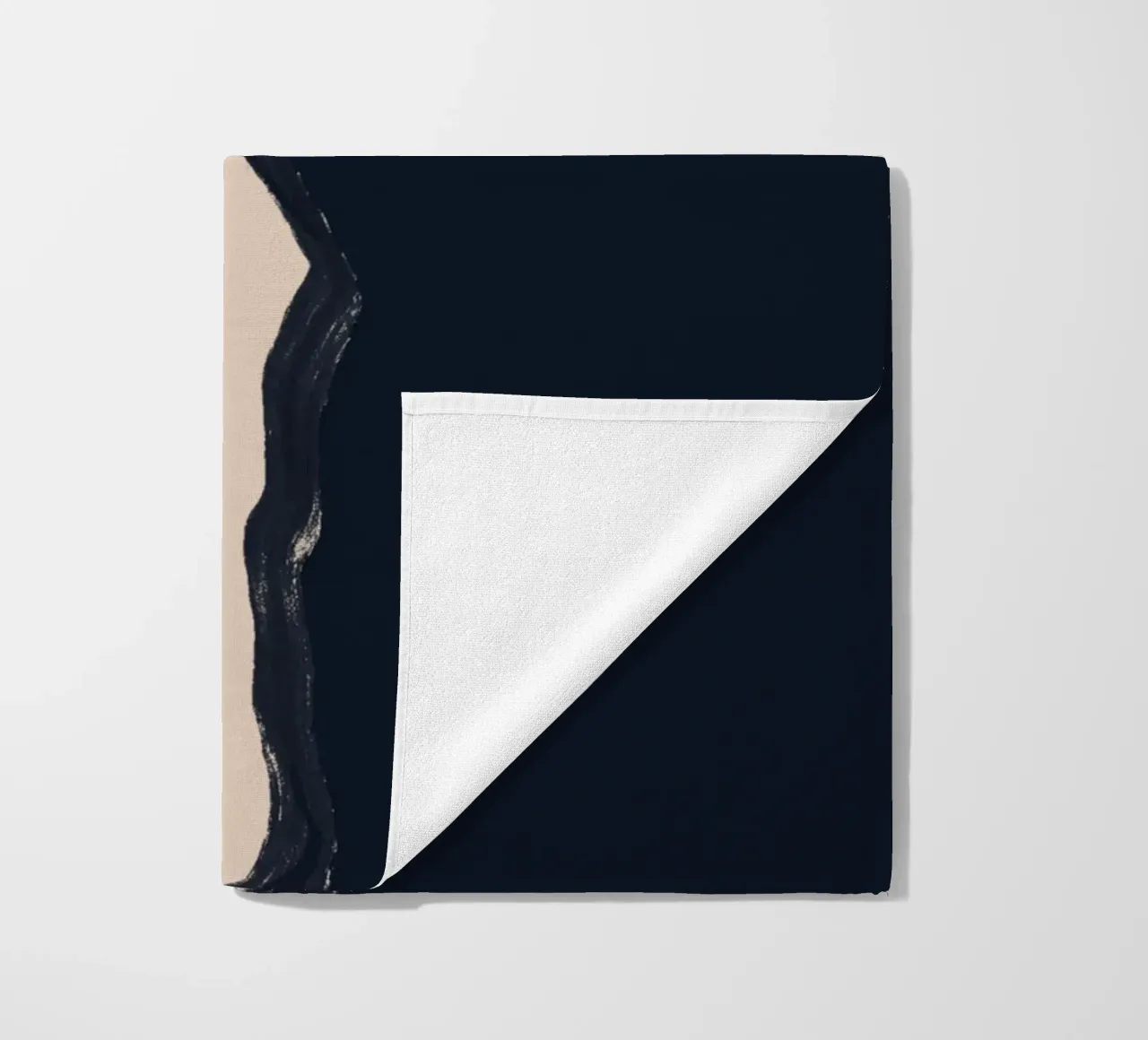 Minimal Abstract Art Black Cat beach towel by ThingDesign