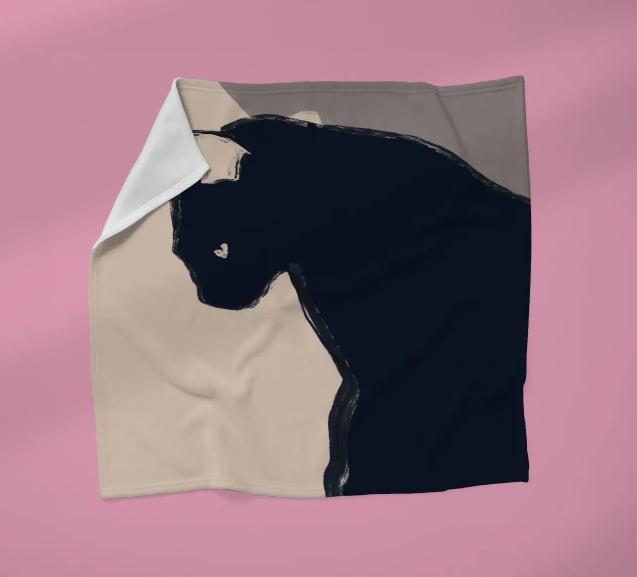 Minimal Abstract Art Black Cat fleece blanket by ThingDesign