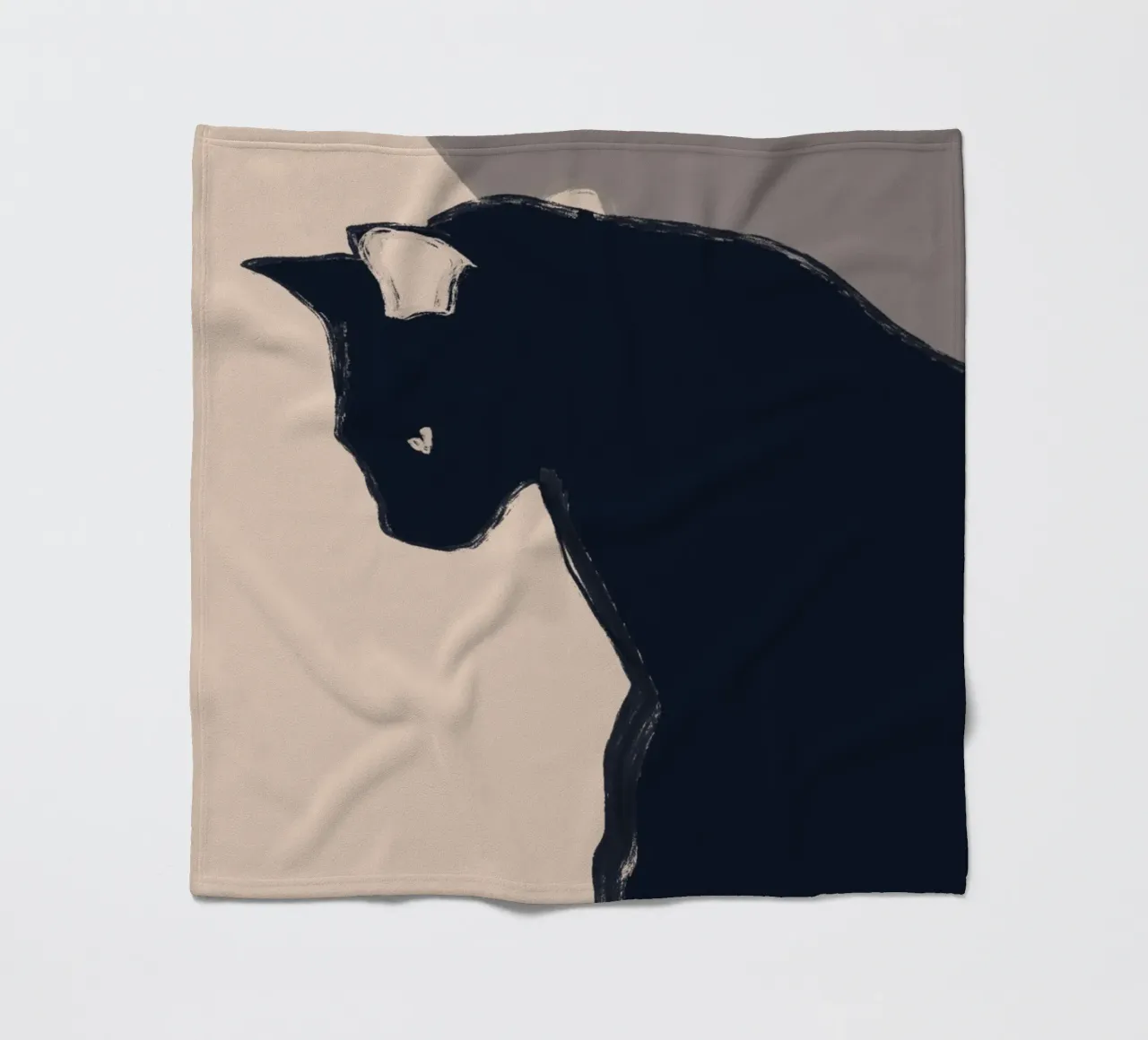Minimal Abstract Art Black Cat fleece blanket by ThingDesign