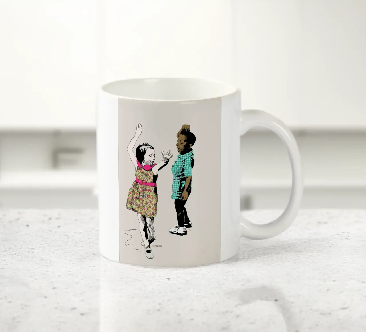 Dancing Kid ceramic mug by La Belette Rose