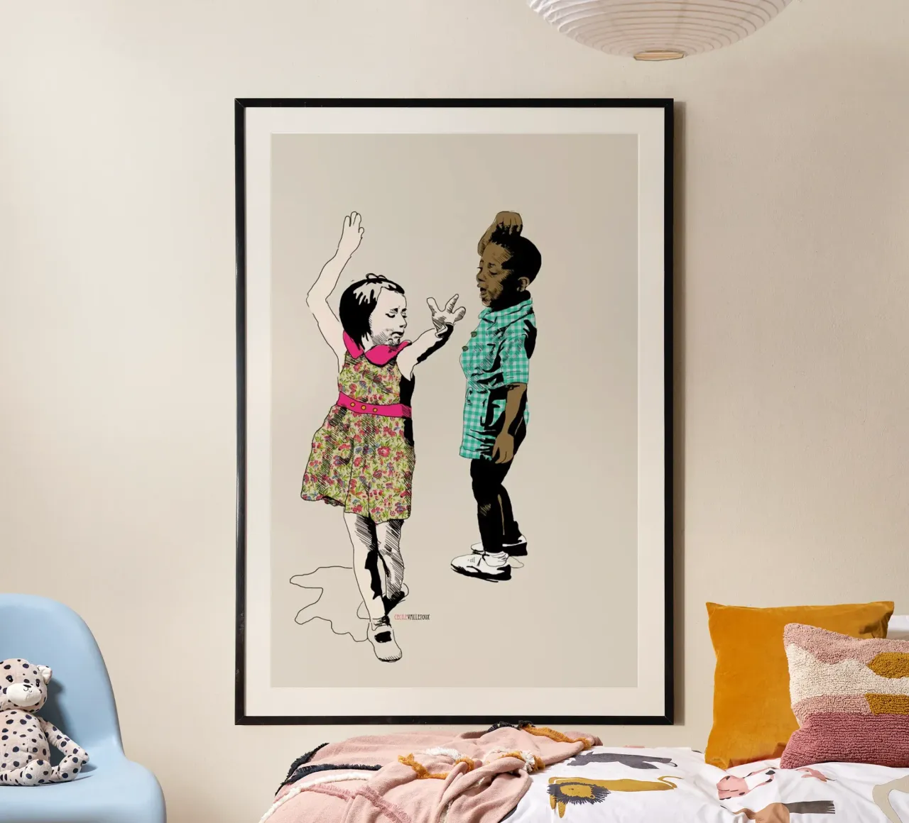 Dancing Kid poster con telaio in legno da La Belette Rose