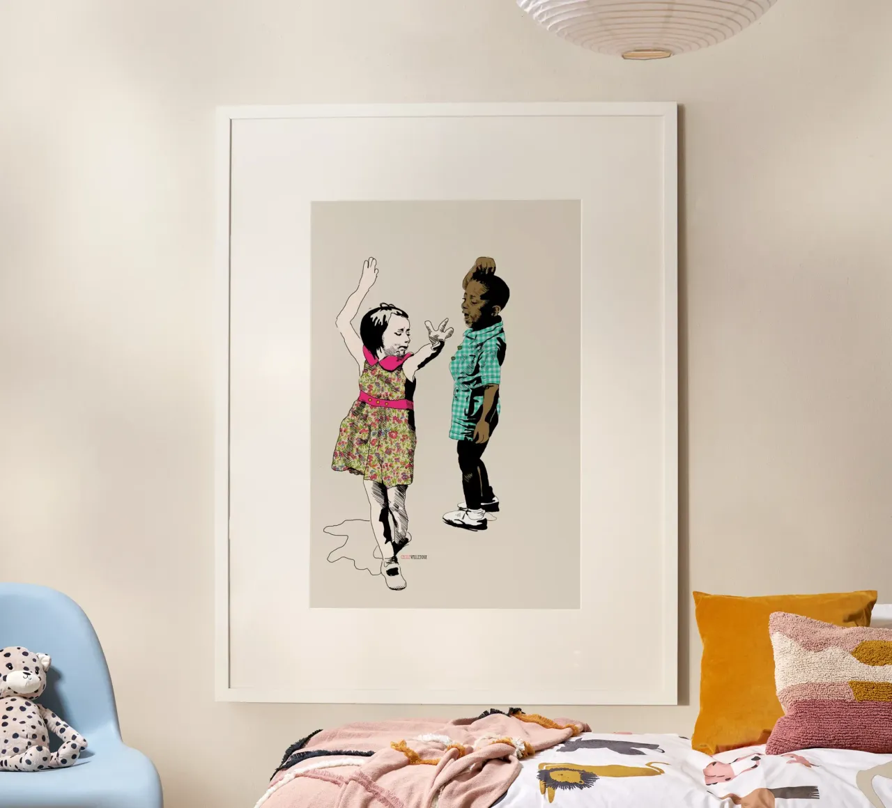 Dancing Kid poster con telaio in legno da La Belette Rose