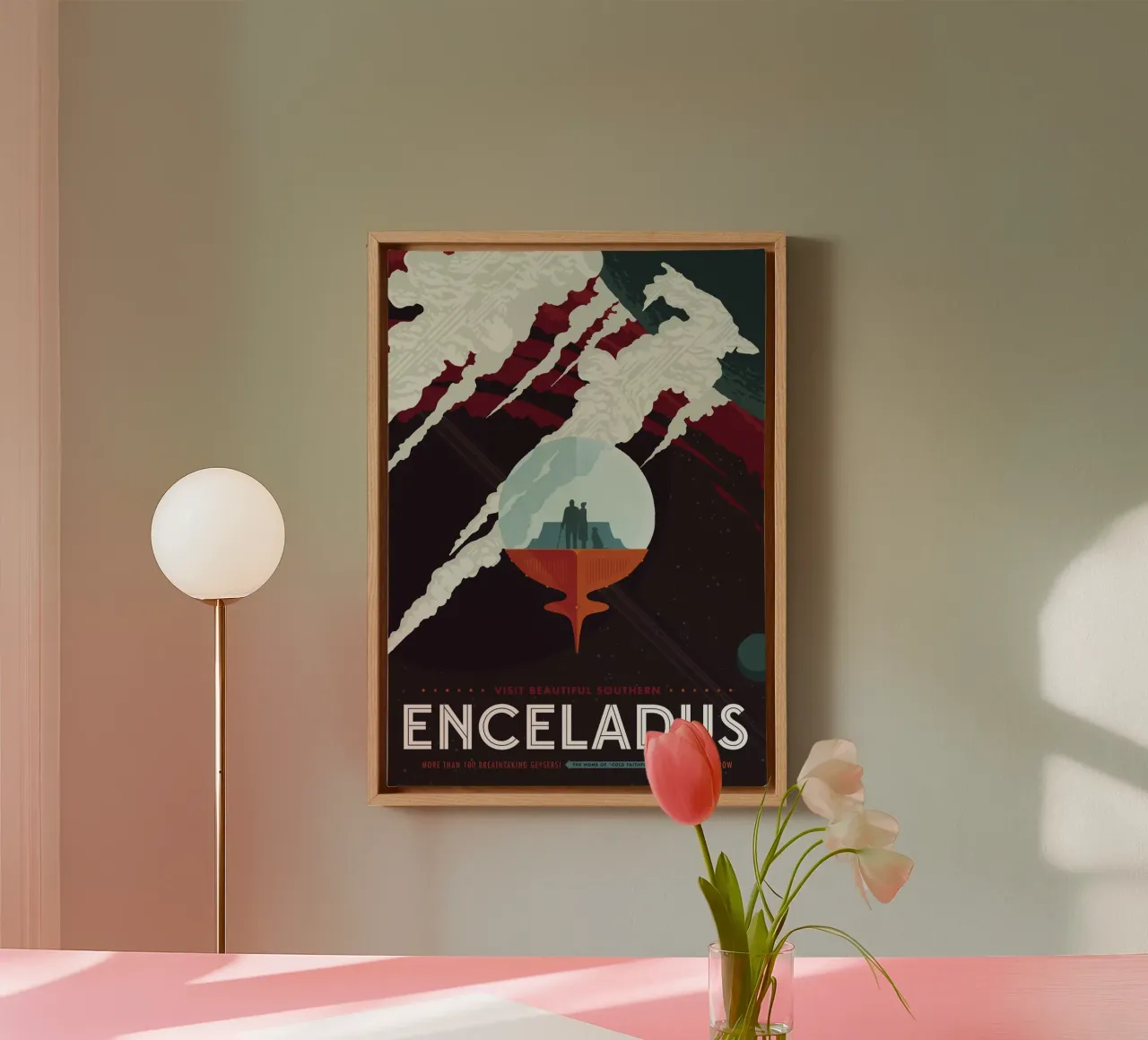 Poster della NASA su Encelado tela con Cornice a cassetta da 🎁 ARTVI-SHOP