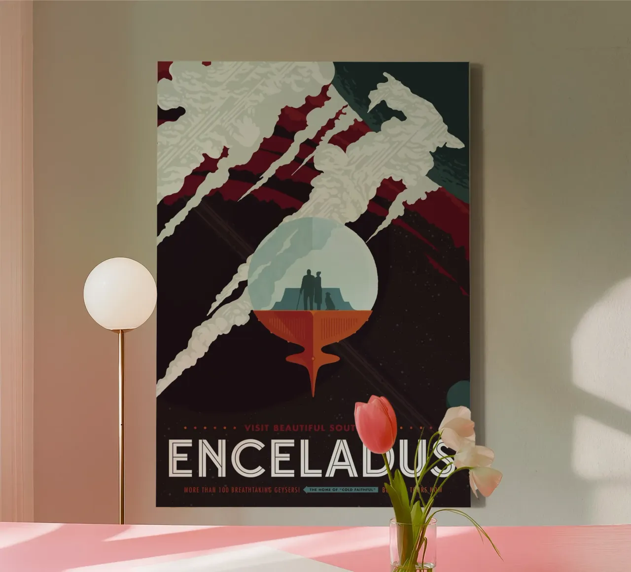 Poster della NASA su Encelado tela con Cornice a cassetta da 🎁 ARTVI-SHOP