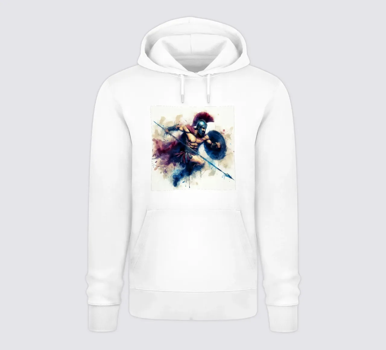 Spartan Greek warrior in watercolor hoodie by 🎁 ARTVI-SHOP