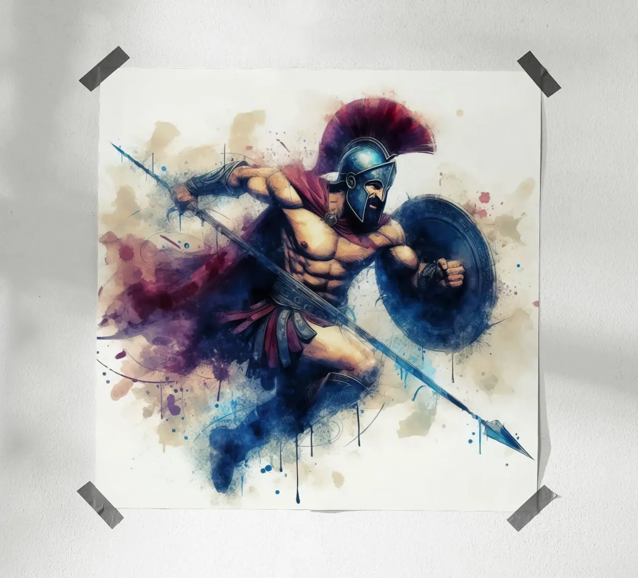 Spartan Greek warrior in watercolor hahnemühle by 🎁 ARTVI-SHOP
