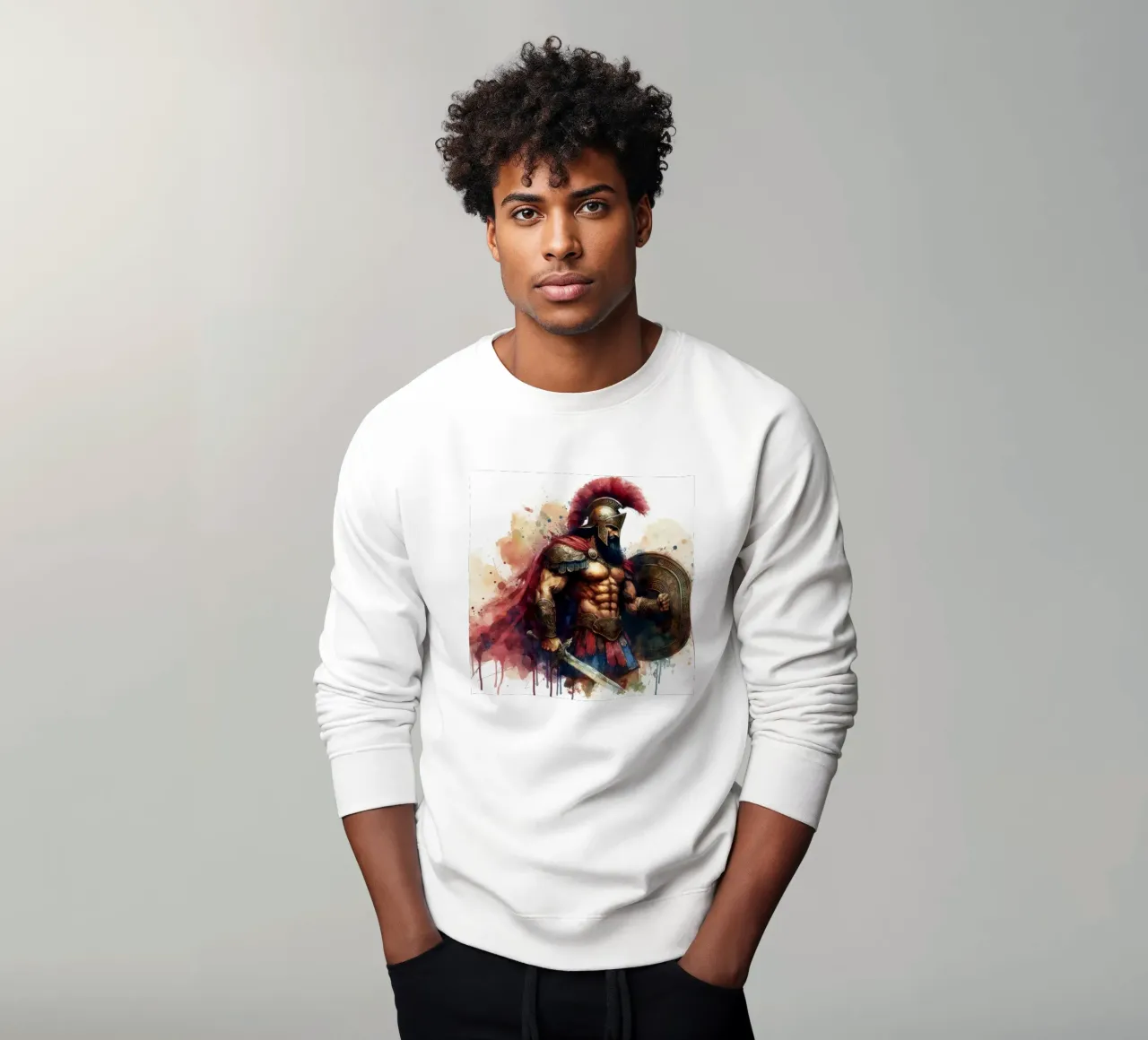 Guerriero greco spartano in acquerello felpa da 🎁 ARTVI-SHOP