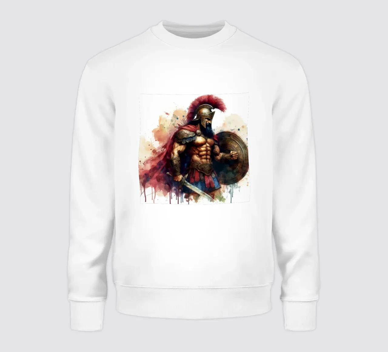Guerriero greco spartano in acquerello felpa da 🎁 ARTVI-SHOP