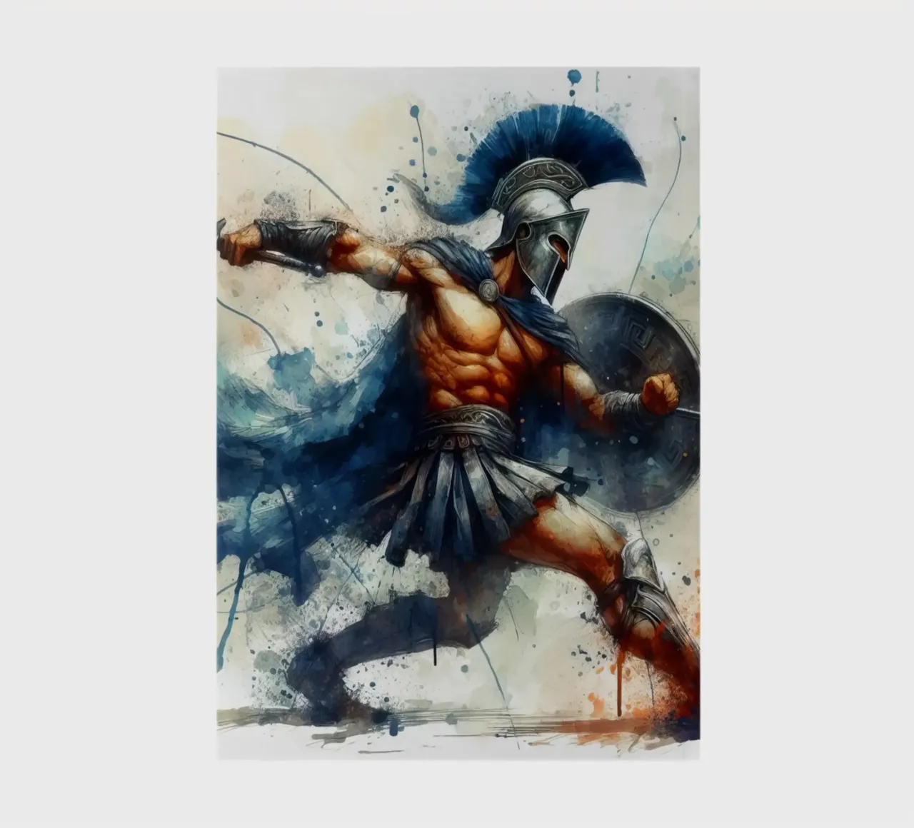 Spartan Greek warrior in watercolor notebook by 🎁 ARTVI-SHOP
