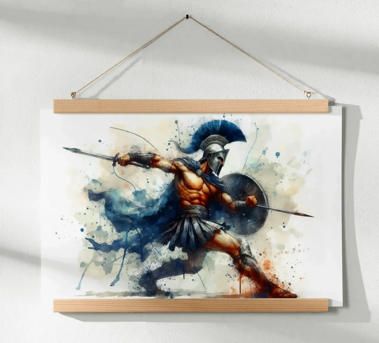 Guerriero greco spartano in acquerello carta hahnemühle da 🎁 ARTVI-SHOP