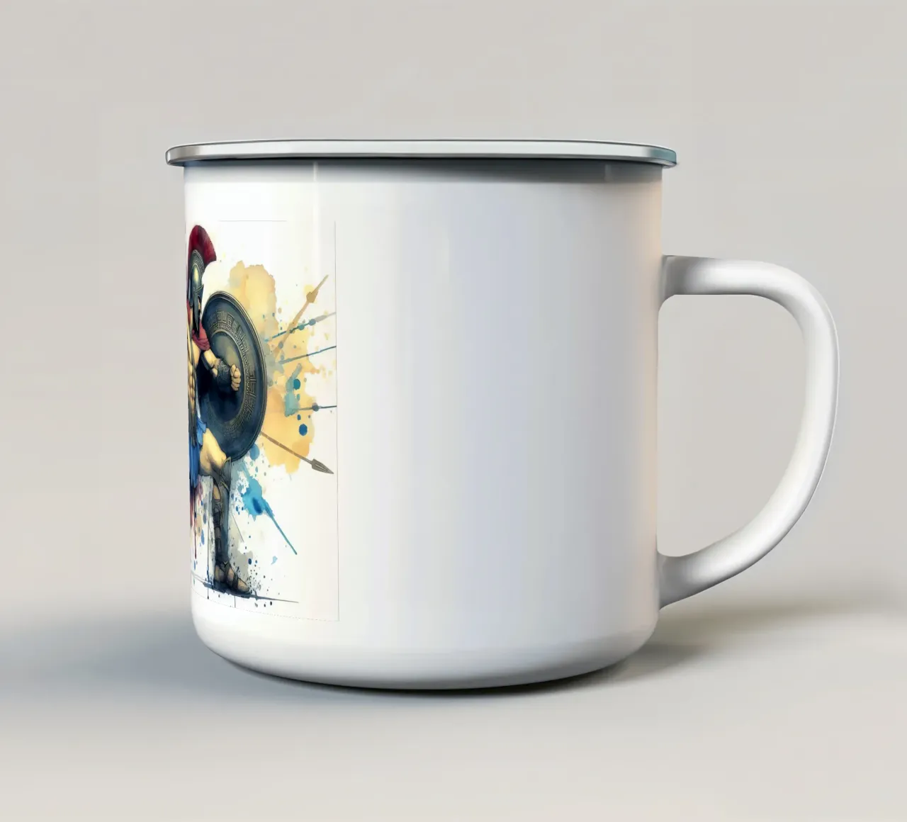 Guerriero greco spartano in acquerello tazza in smalto da ARTVI-SHOP