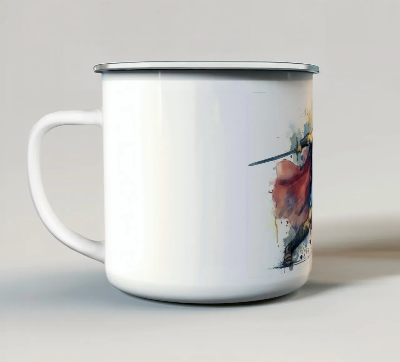 Guerriero greco spartano in acquerello tazza in smalto da ARTVI-SHOP
