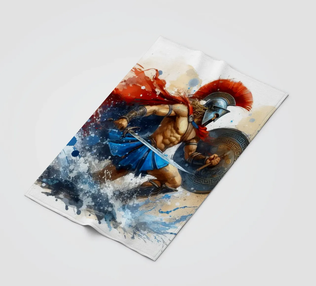 Guerriero greco spartano in acquerello coperta in pile da 🎁 ARTVI-SHOP