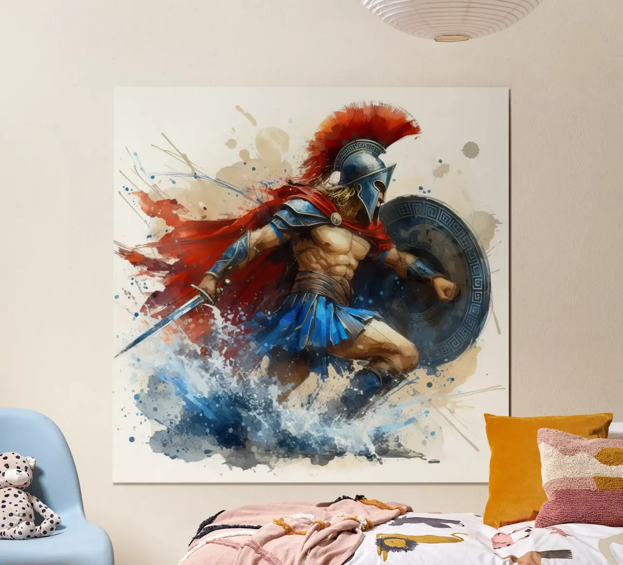Guerriero greco spartano in acquerello carta hahnemühle da 🎁 ARTVI-SHOP