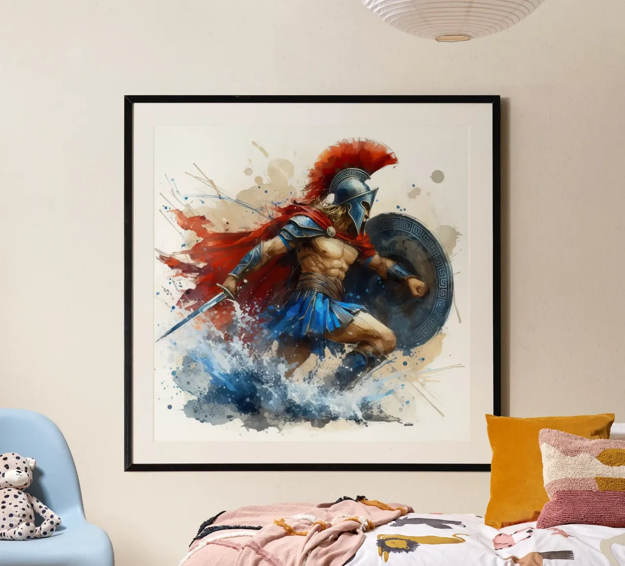 Guerriero greco spartano in acquerello carta hahnemühle da 🎁 ARTVI-SHOP