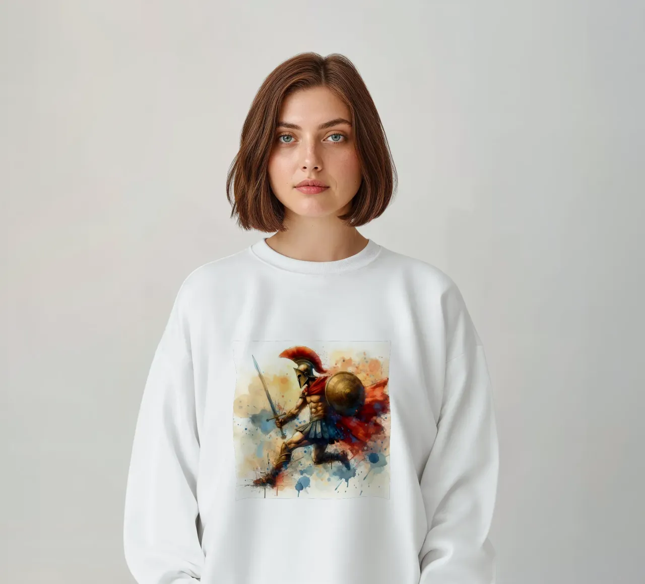 Guerriero greco spartano in acquerello felpa da 🎁 ARTVI-SHOP