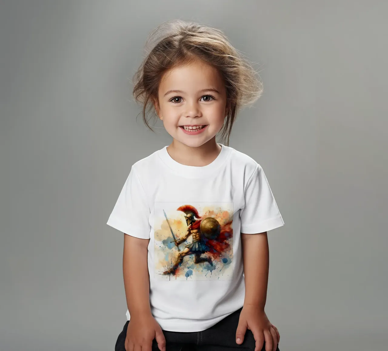Guerriero greco spartano in acquerello t-shirt bambini da 🎁 ARTVI-SHOP