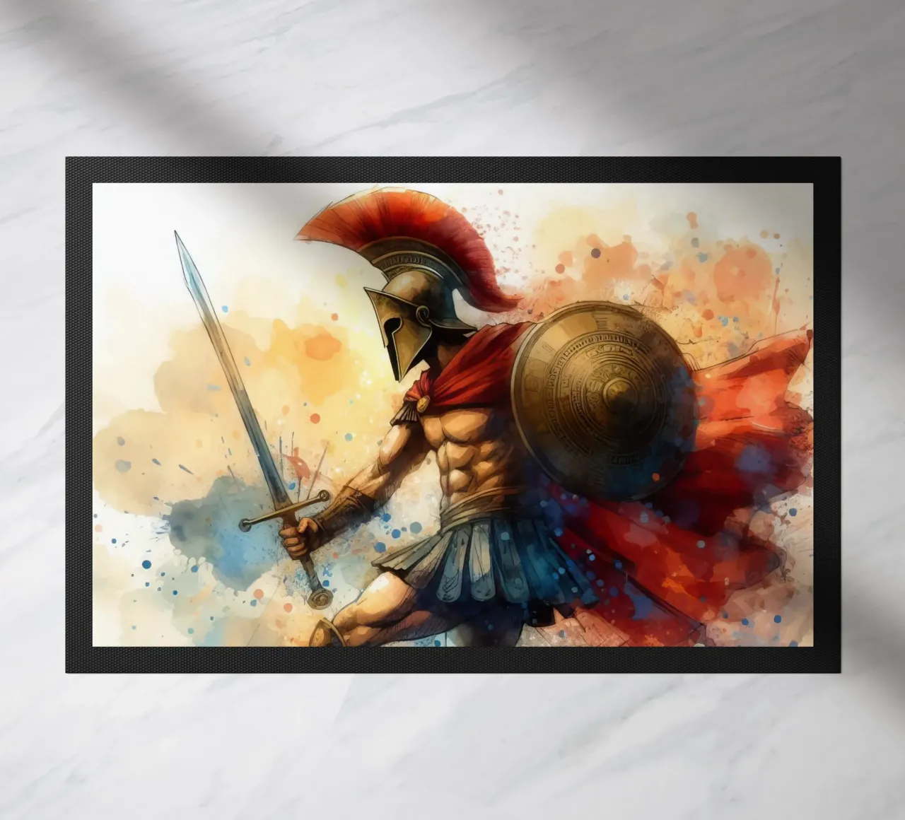 Guerriero greco spartano in acquerello zerbino da 🎁 ARTVI-SHOP
