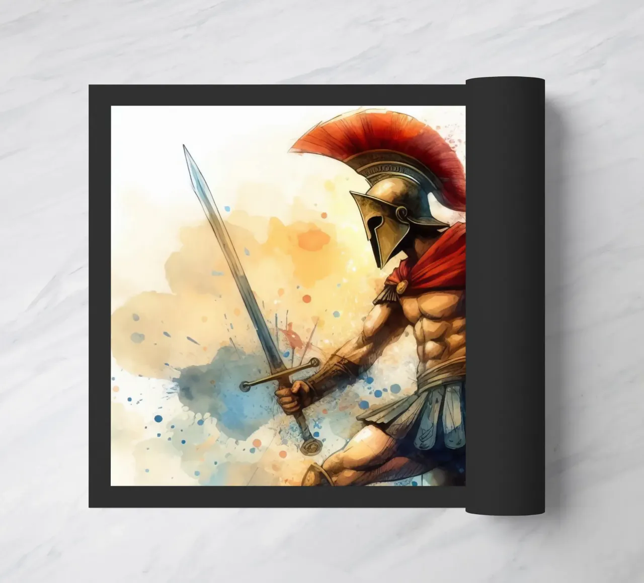 Guerriero greco spartano in acquerello zerbino da 🎁 ARTVI-SHOP