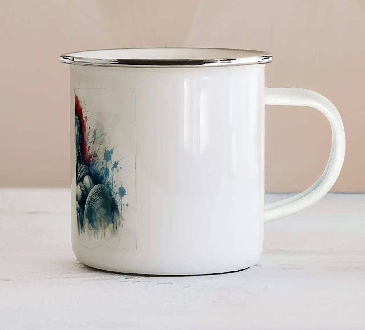 Guerriero greco spartano in acquerello tazza in smalto da ARTVI-SHOP
