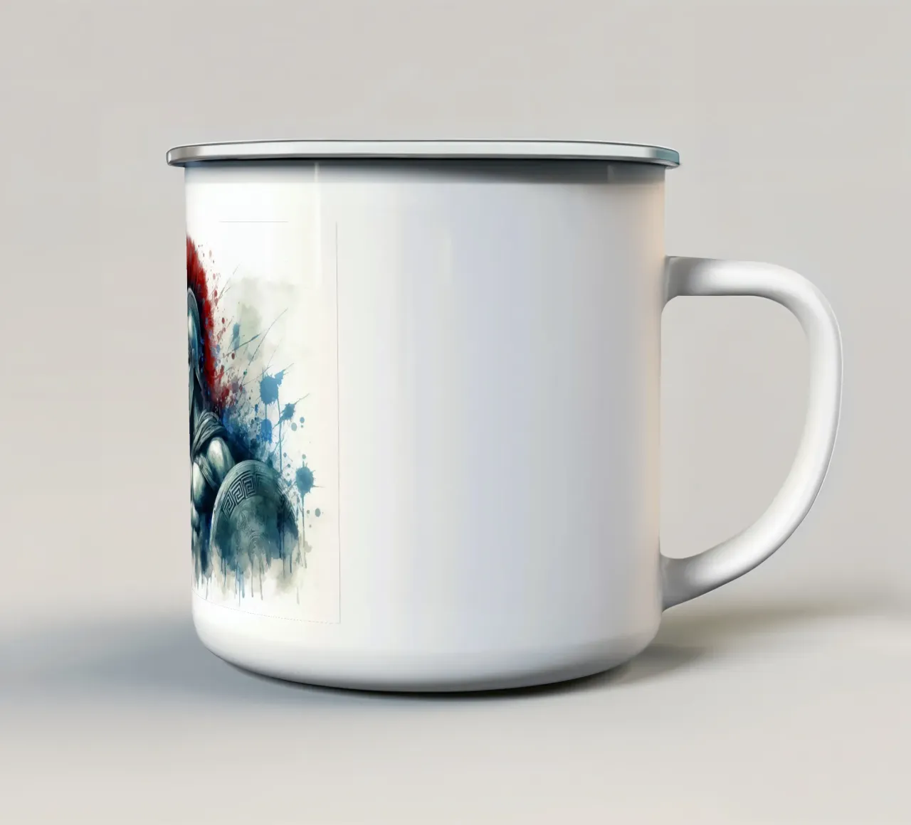 Guerriero greco spartano in acquerello tazza in smalto da ARTVI-SHOP