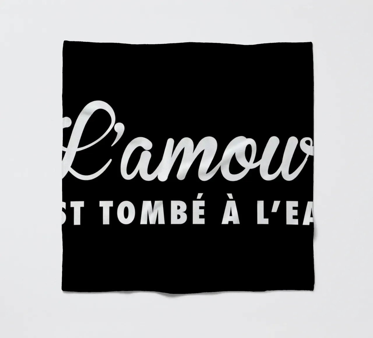 L'amour tombé II white on black fleece blanket by FRAICHE