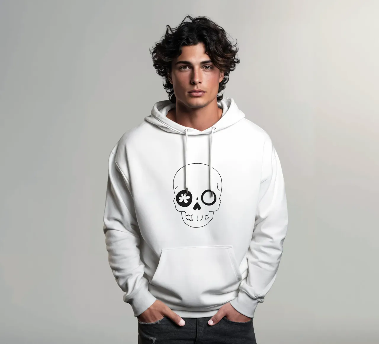teschio kawaii 2 felpa con cappuccio da Rezh creations