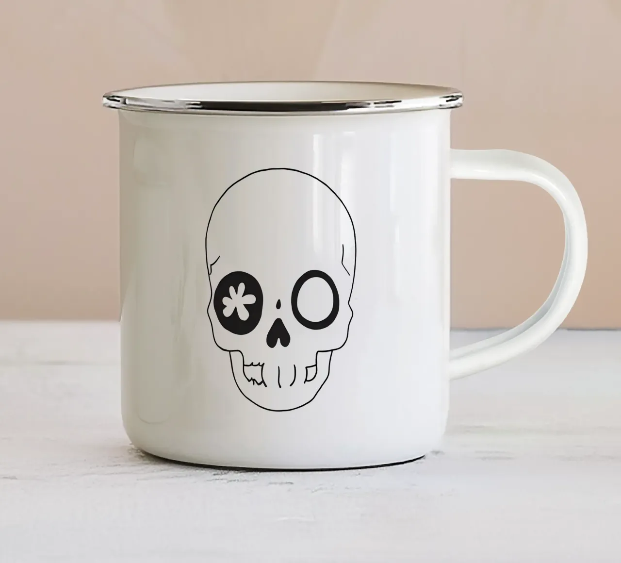 teschio kawaii 2 tazza in smalto da Rezh creations