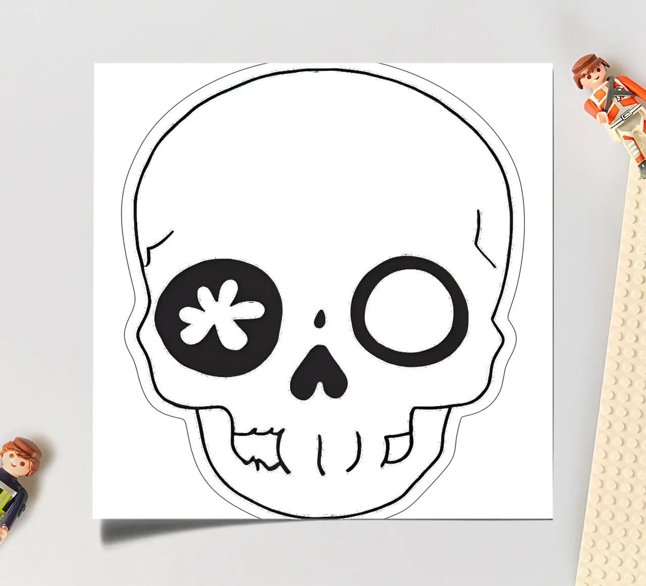 teschio kawaii 2 foglio adesivo da Rezh creations