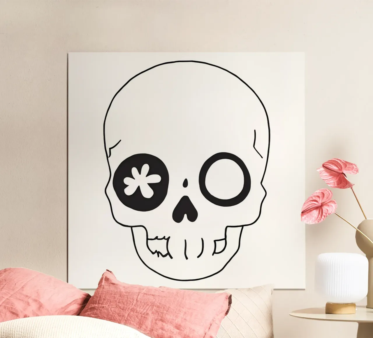 teschio kawaii 2 poster con telaio in plastica da Rezh creations
