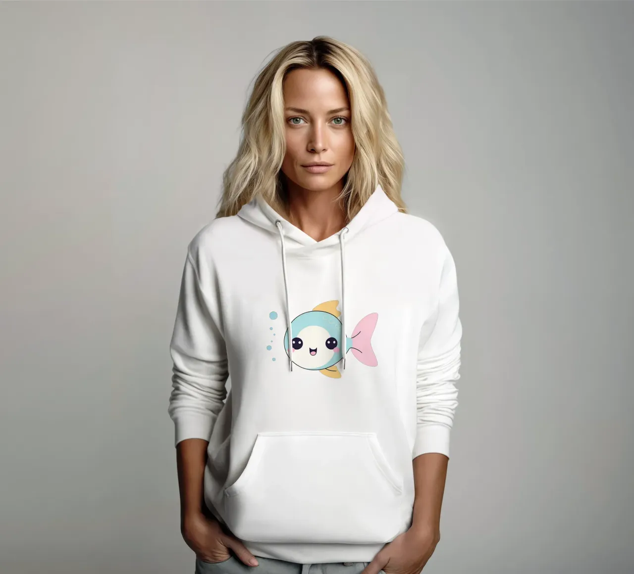 poisson kawaii 1 felpa con cappuccio da Rezh creations