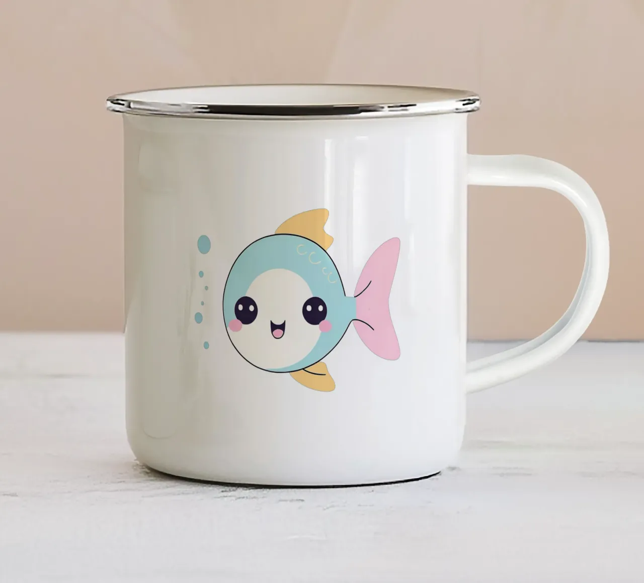 poisson kawaii 1 tazza in smalto da Rezh creations