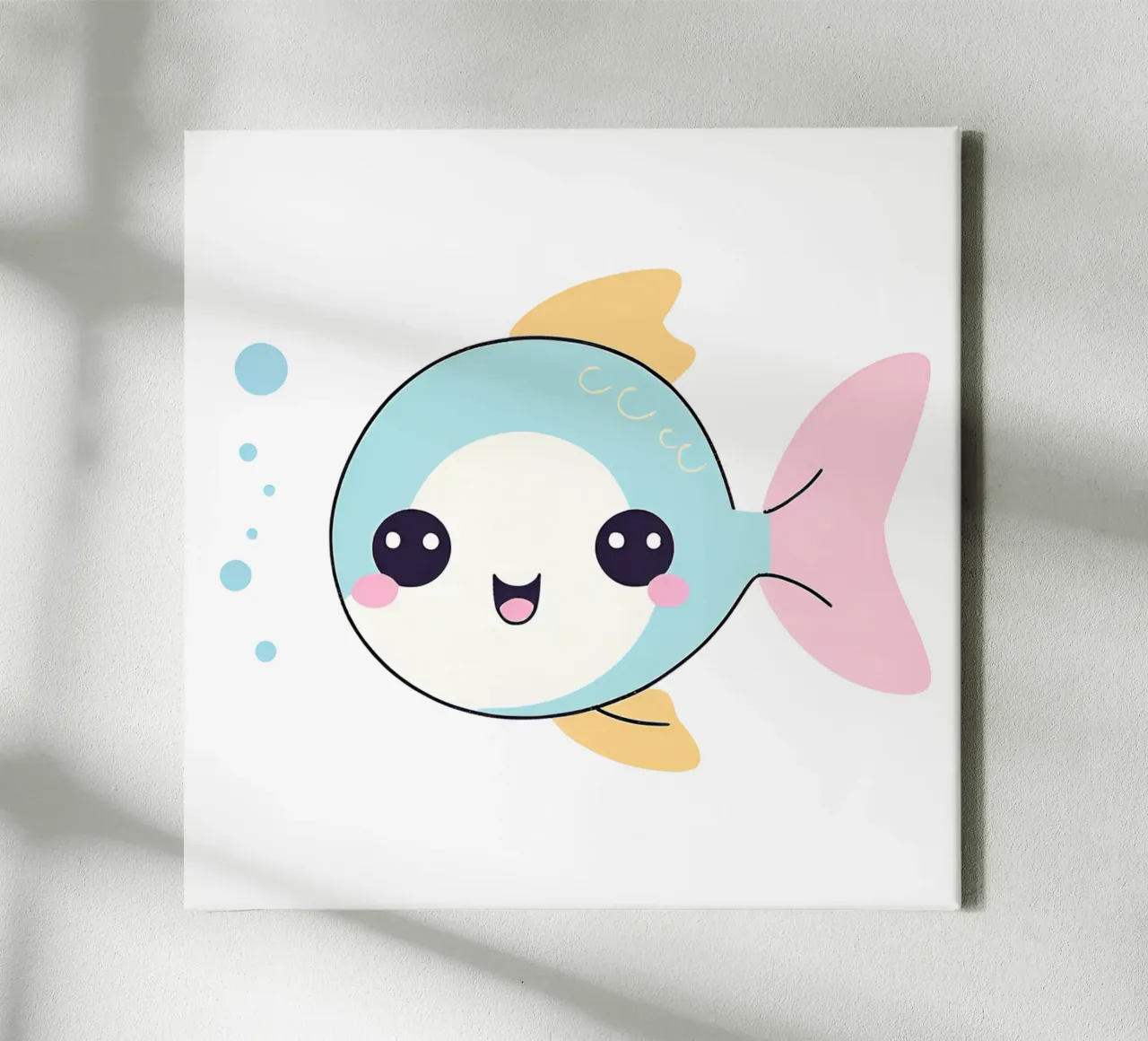 poisson kawaii 1 tela con Cornice a cassetta da Rezh creations