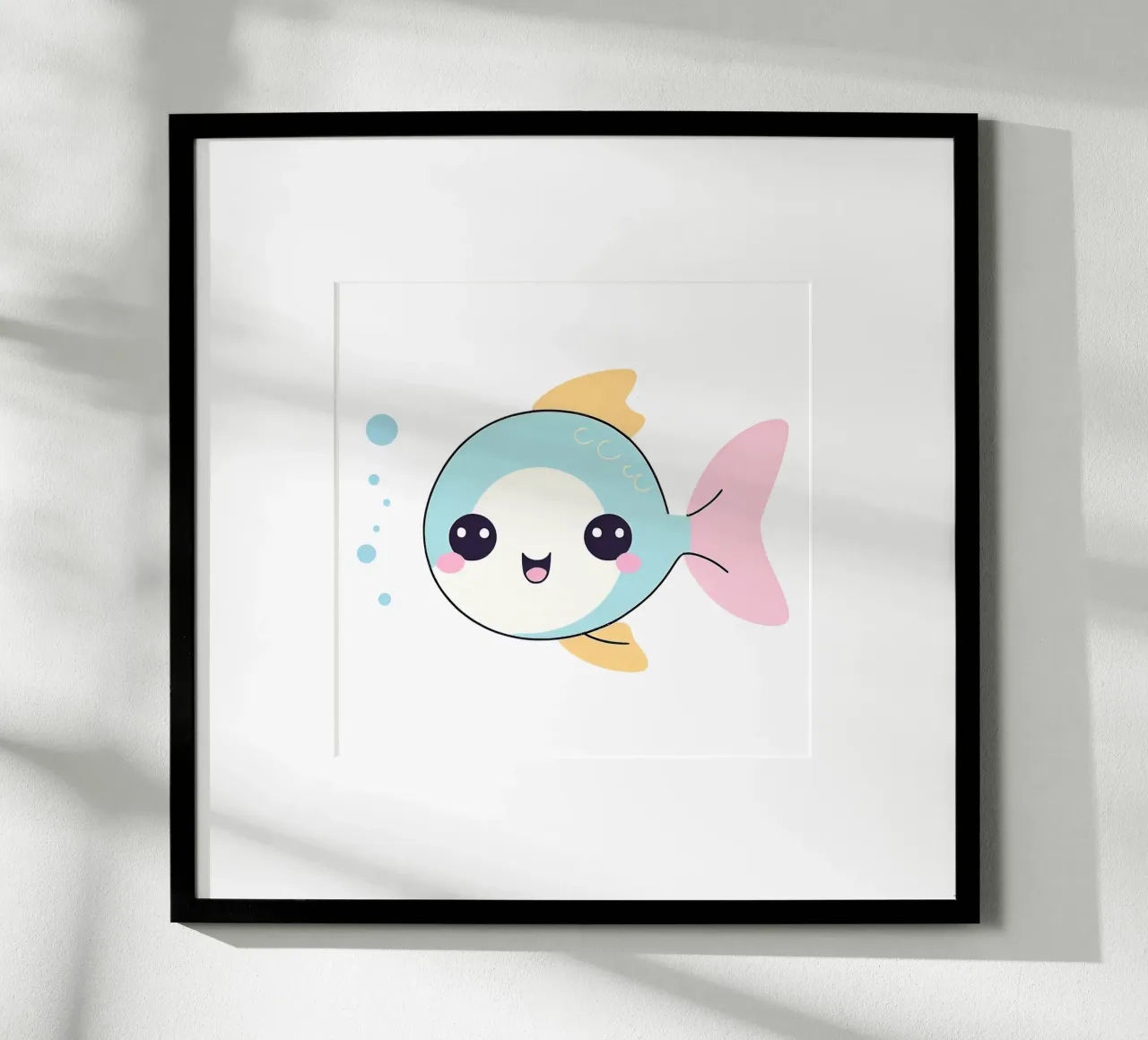 poisson kawaii 1 poster con telaio in alluminio da Rezh creations