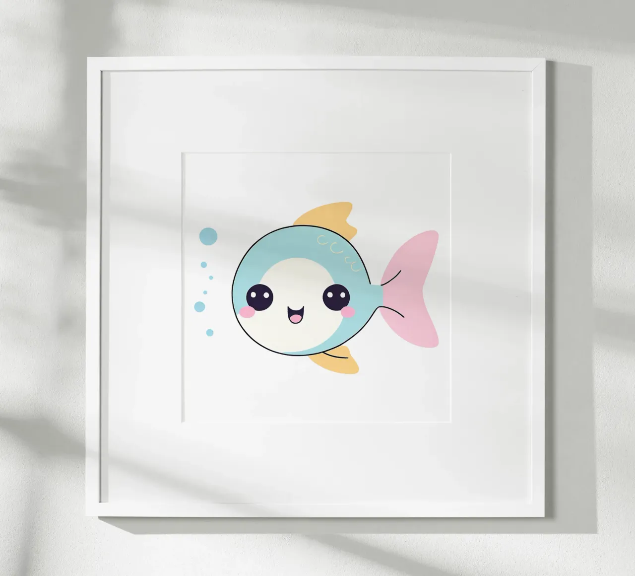 poisson kawaii 1 poster con telaio in alluminio da Rezh creations