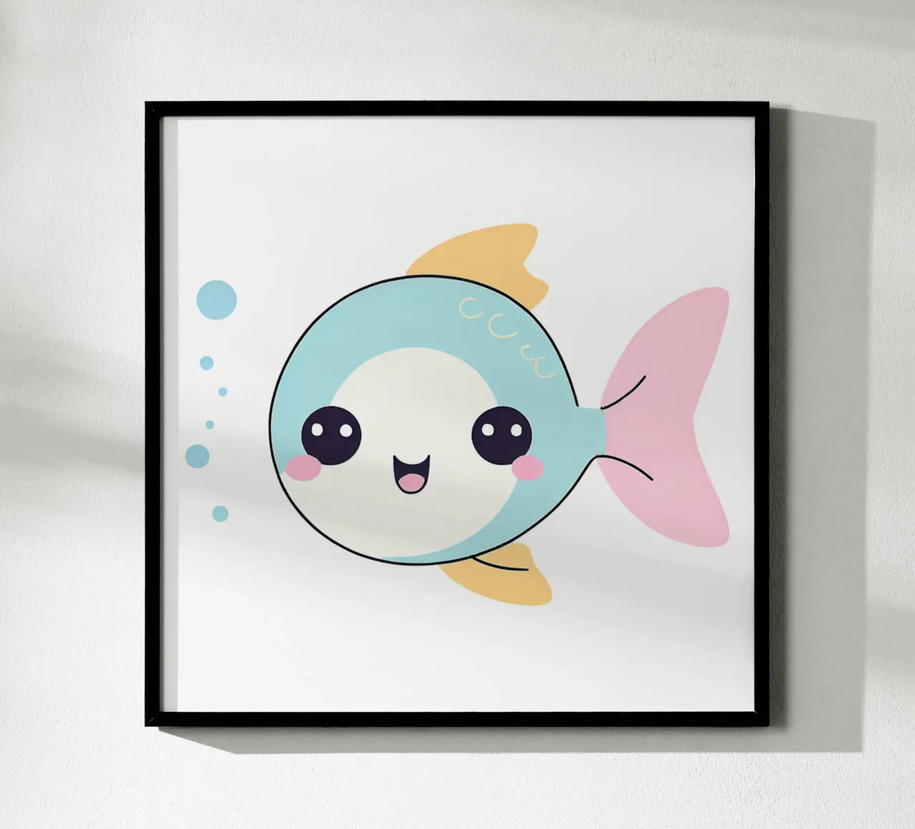 poisson kawaii 1 poster con telaio in alluminio da Rezh creations