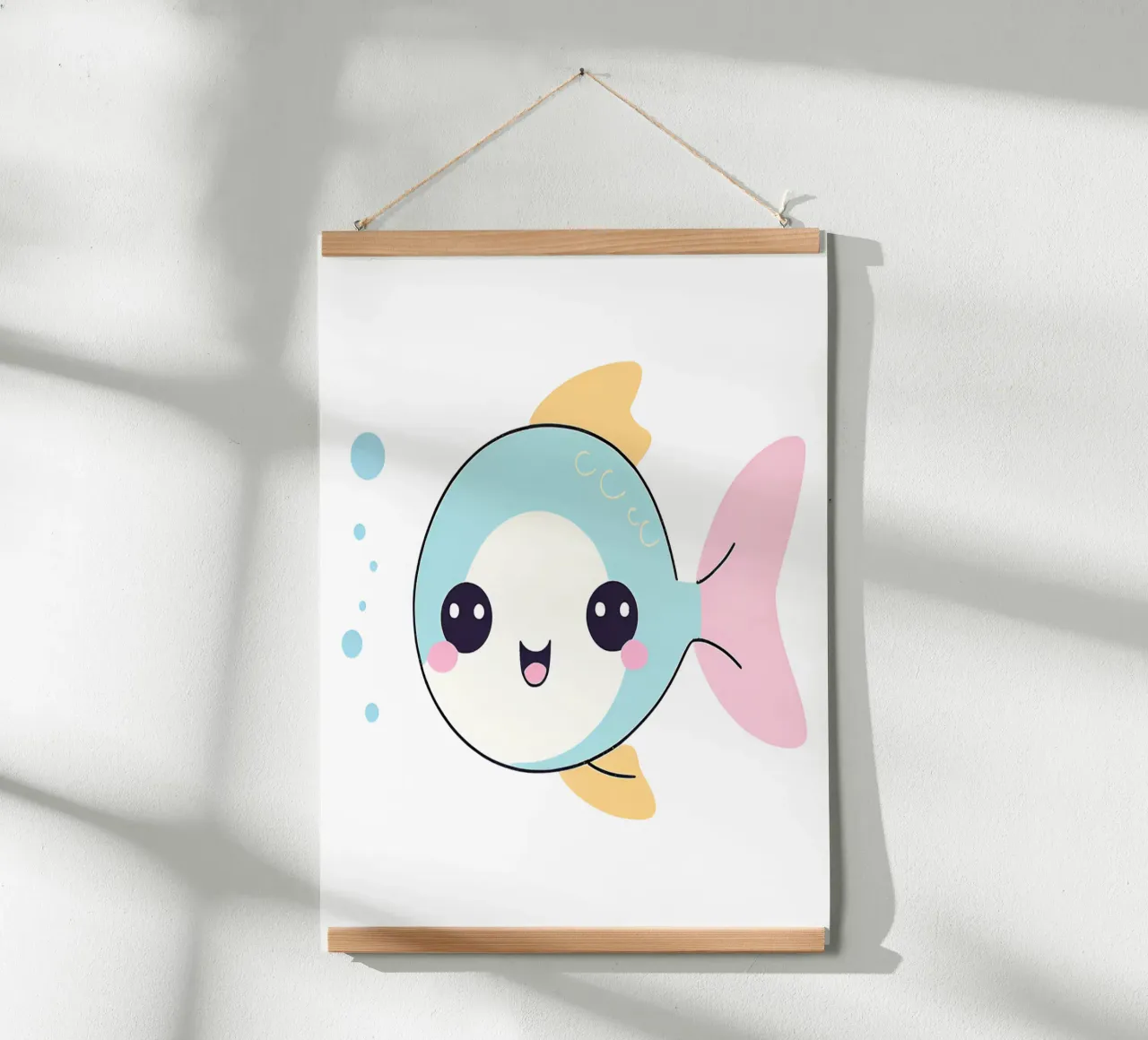 poisson kawaii 1 poster con telaio in alluminio da Rezh creations