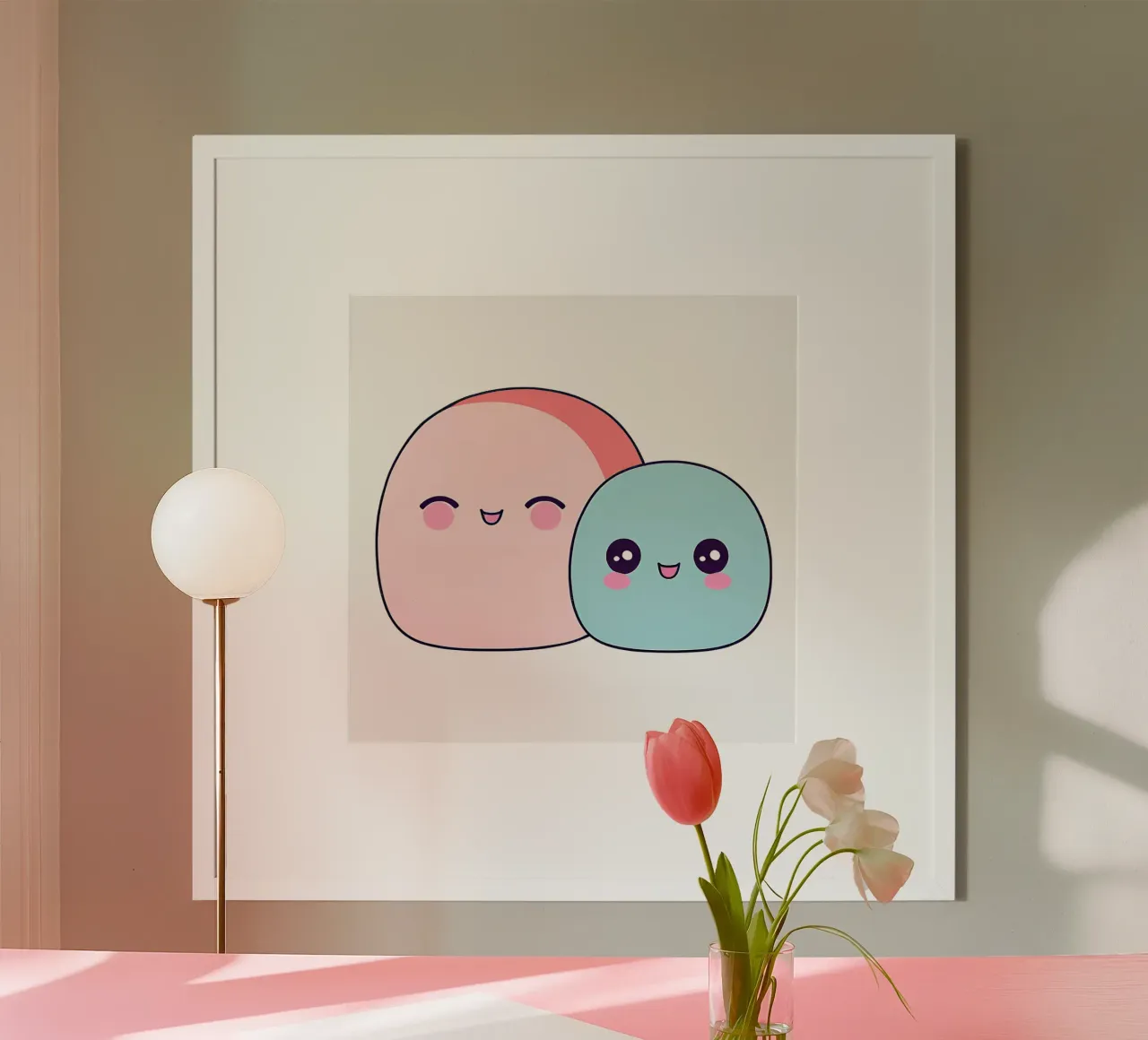 bocce kawaii 1 poster con telaio in alluminio da Rezh creations