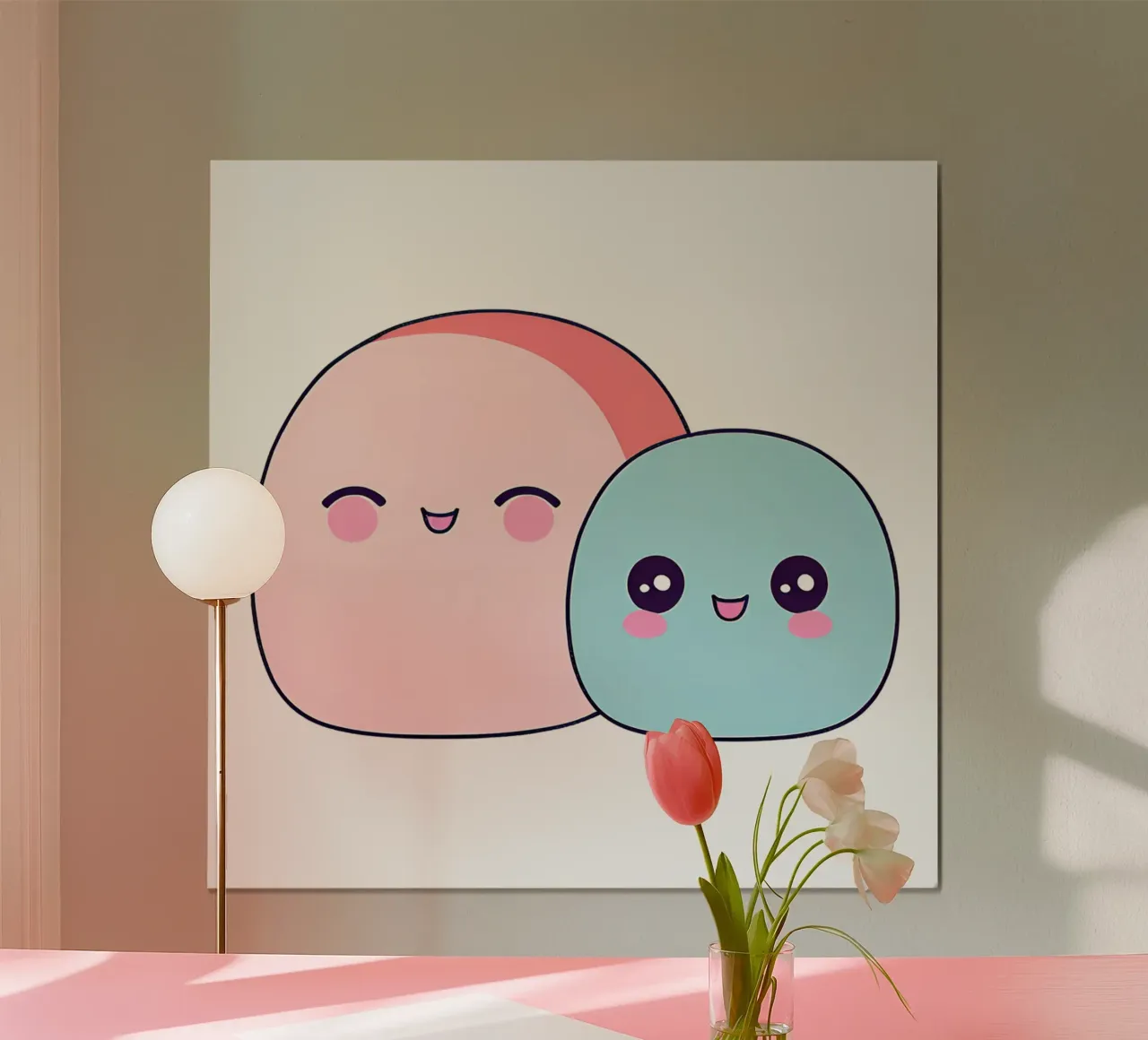 bocce kawaii 1 poster con telaio in alluminio da Rezh creations