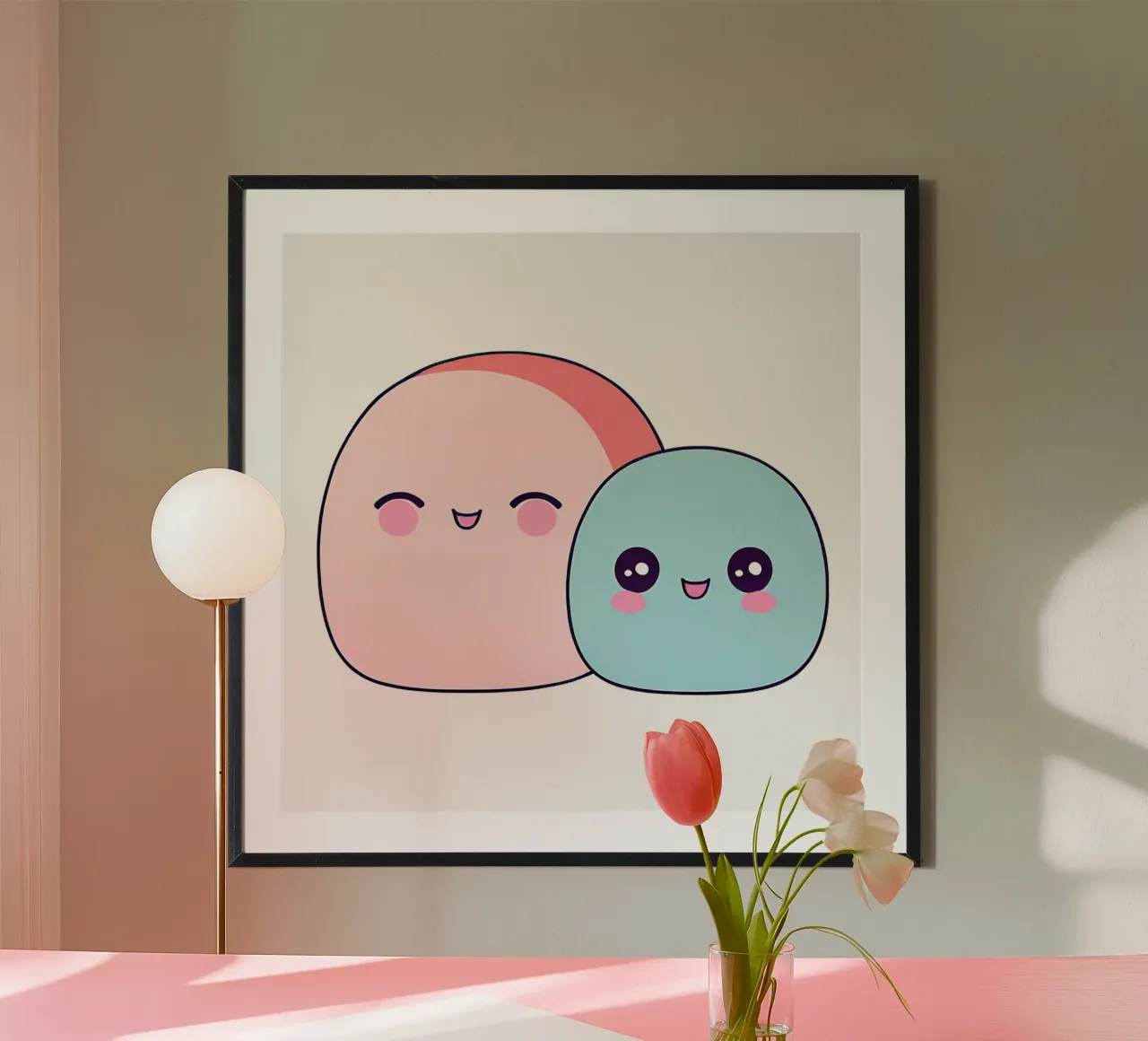 bocce kawaii 1 poster con telaio in alluminio da Rezh creations