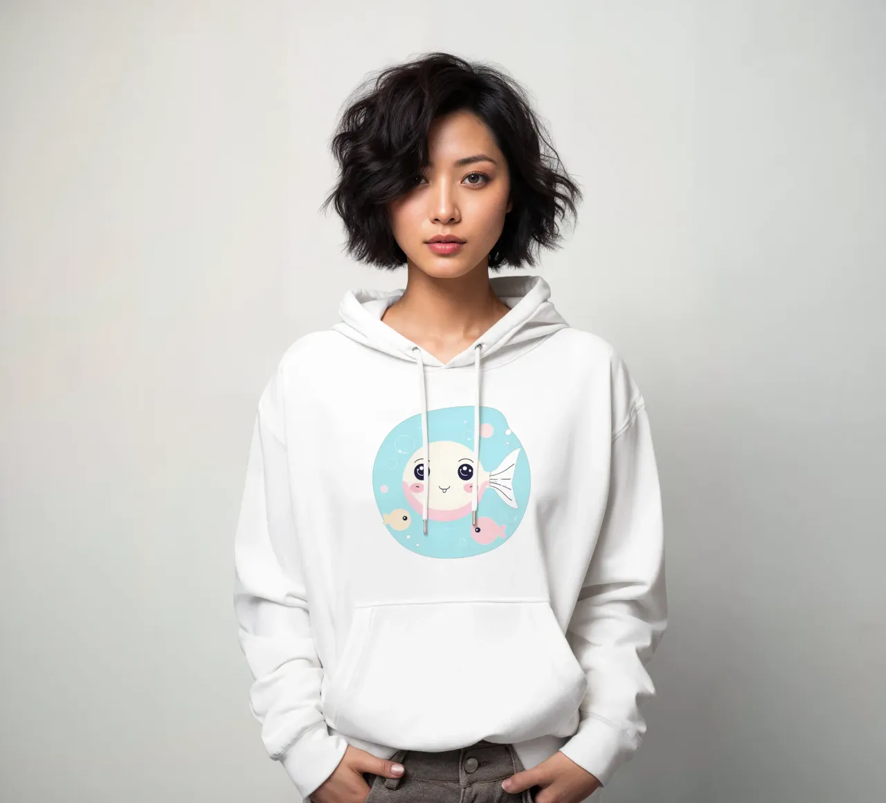 poisson kawaii 2 felpa con cappuccio da Rezh creations