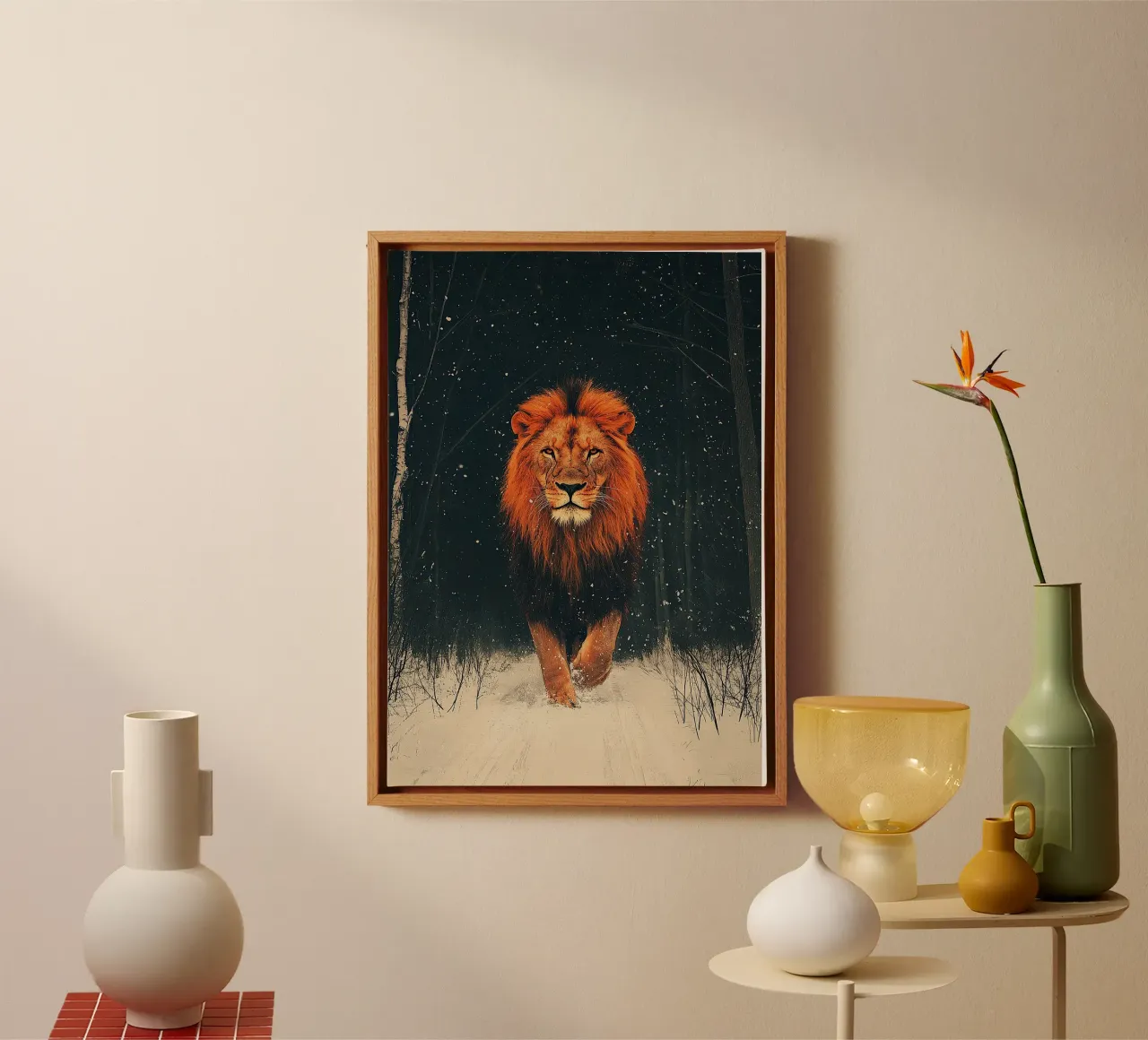 Leone tela con Cornice a cassetta da Nikis Art Studio