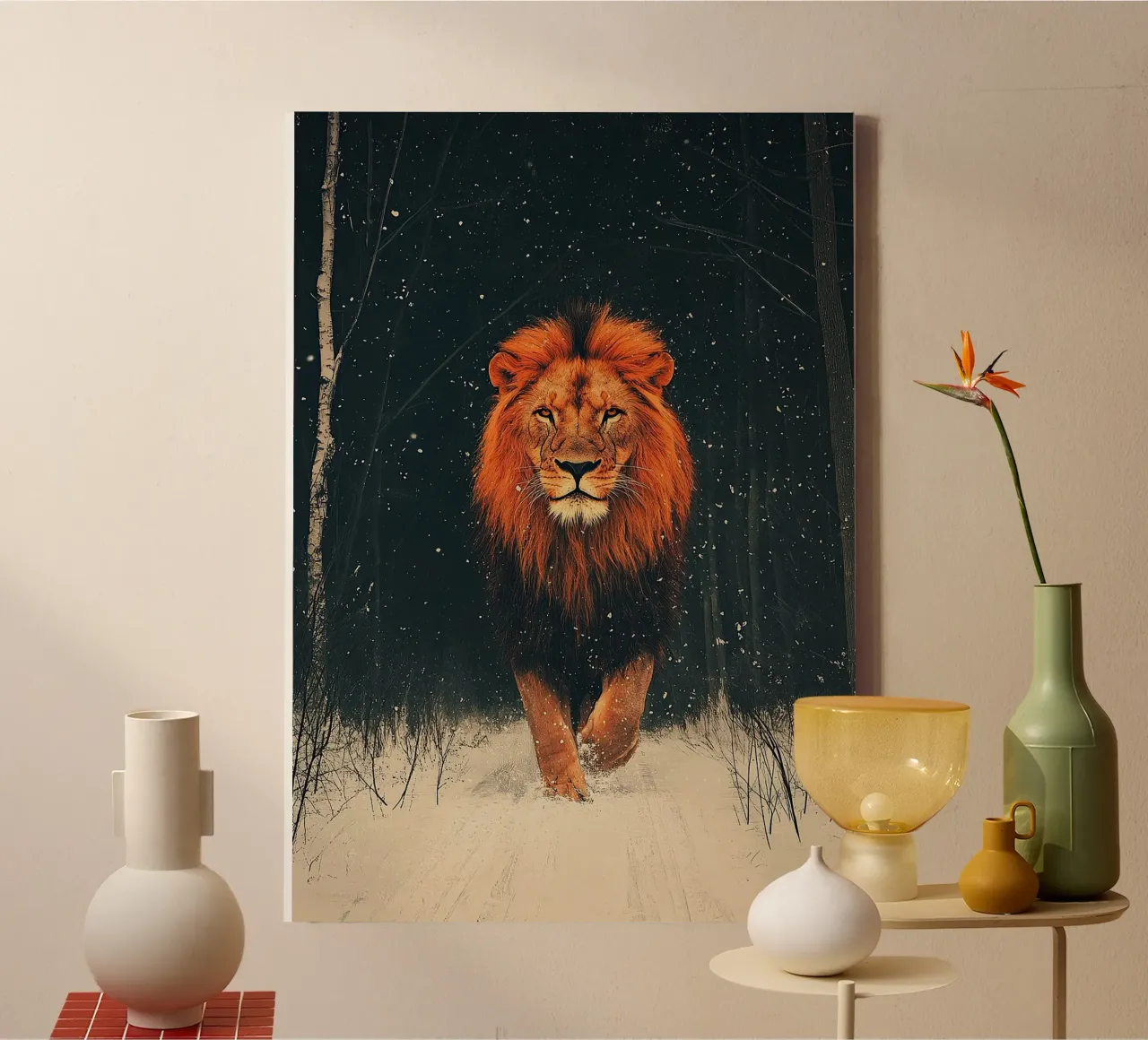 Leone tela con Cornice a cassetta da Nikis Art Studio