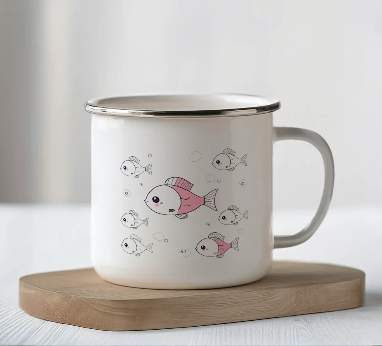 poisson kawaii 3 tazza in smalto da Rezh creations