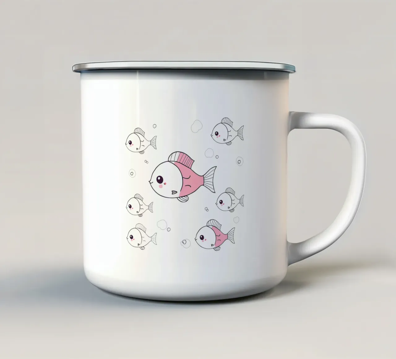 poisson kawaii 3 tazza in smalto da Rezh creations
